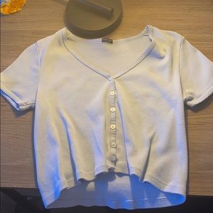 periwinkle brandy top with buttons